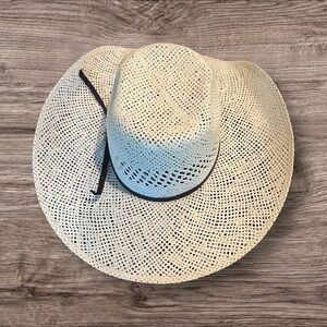 Straw Cowboy Sun Hat with Black Band - Women's Summer Hat
